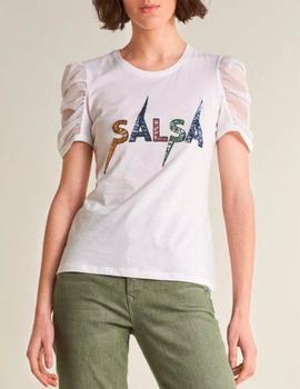 Camiseta Salsa Brillos Logo blanca