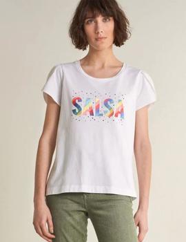 Camiseta Salsa Logo colores blanca