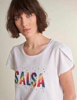 Camiseta Salsa Logo colores blanca