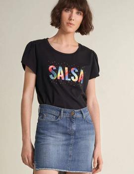 Camiseta Salsa Logo colores negra