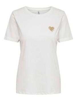 Camiseta Only Kita blanca corazon